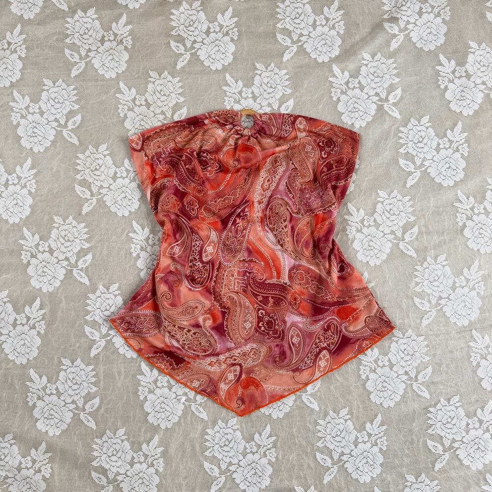 Vintage Y2K Leslie Fay Paisley Halter Top Size L